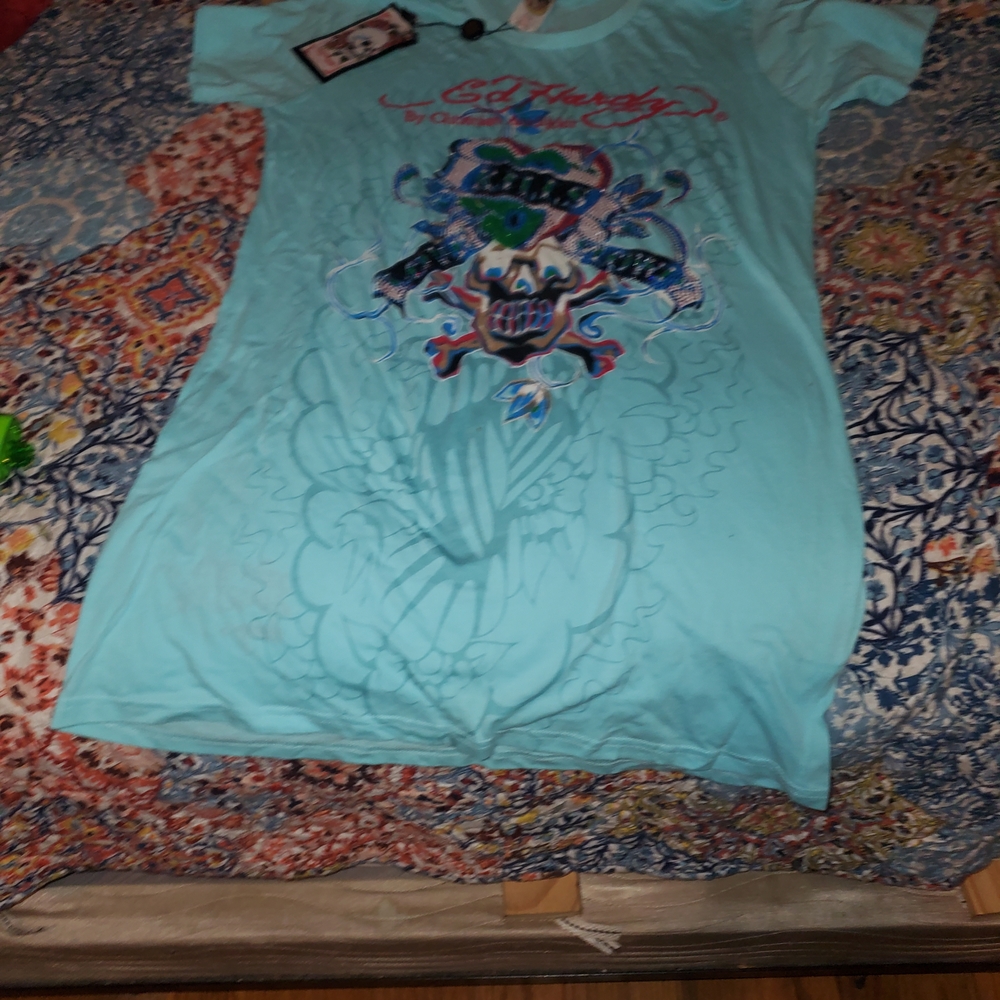 Ed Hardy Aqua Graphic Tee